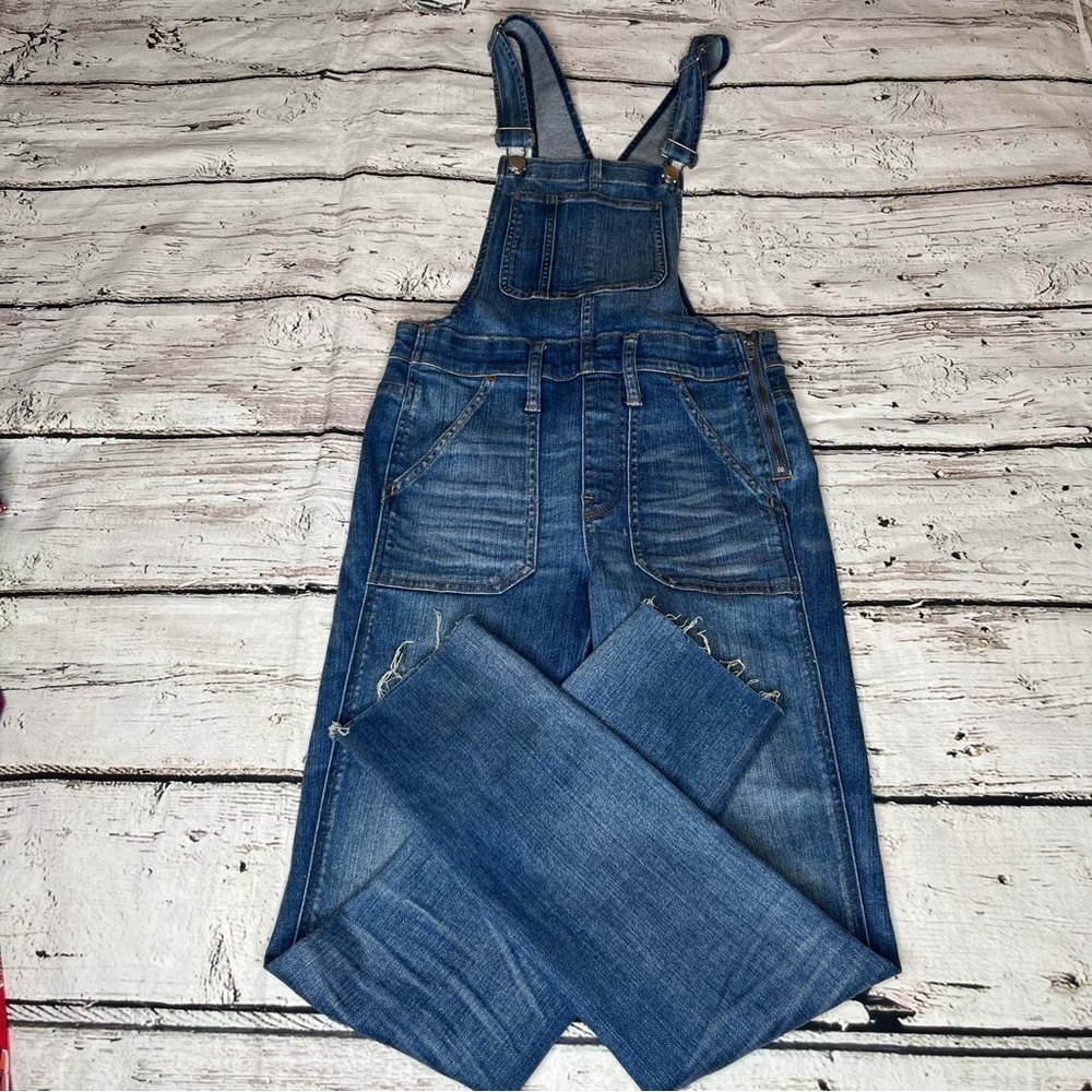 Madewell Skinny Denim Overalls With Raw Hem  Size XS - Picture 8 of 9